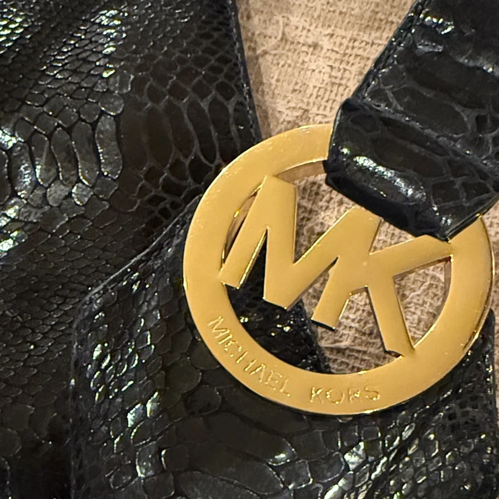 Michael Kors Black Snake Print Hobo Bag